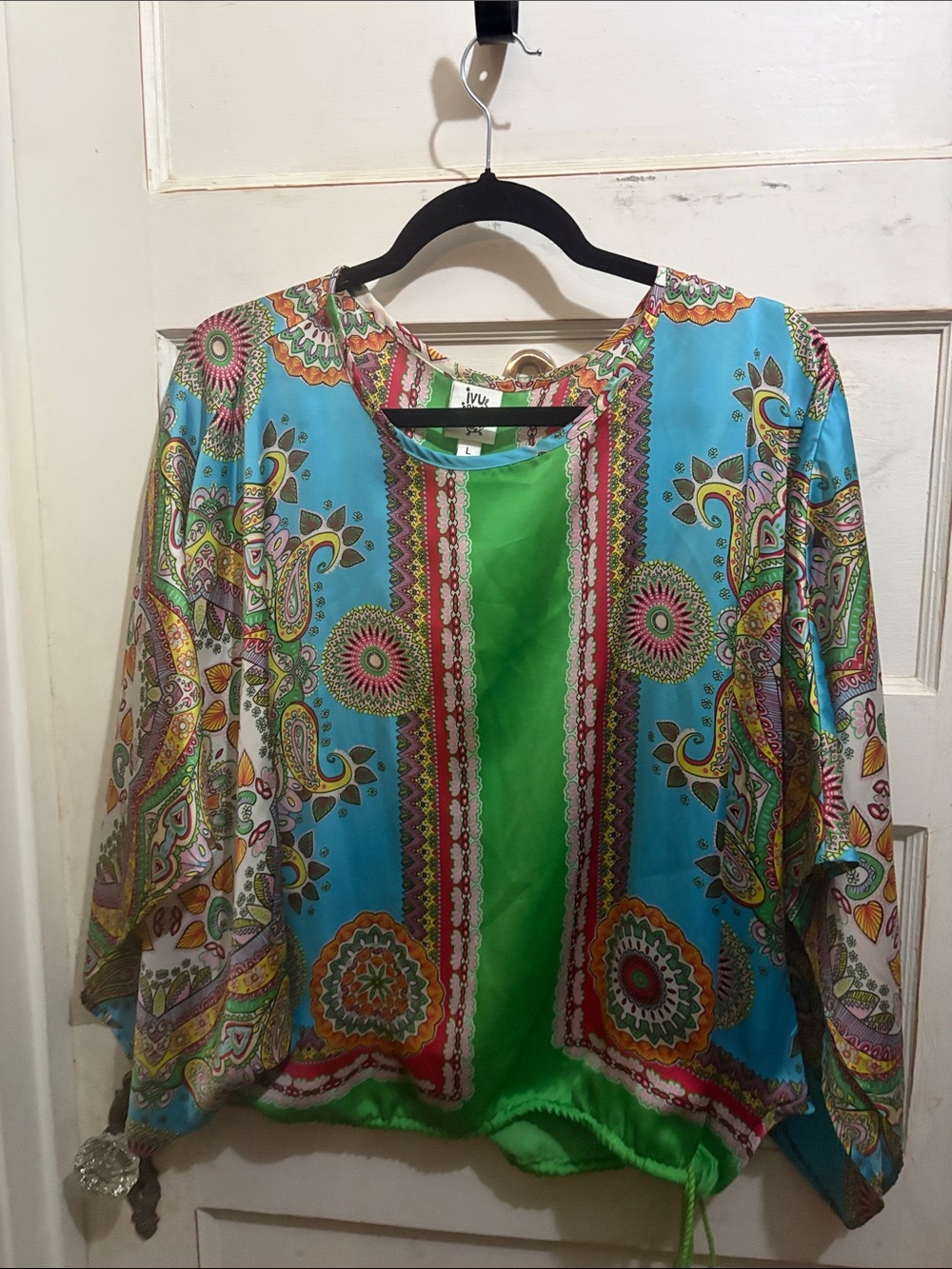 ivy jane Turquoise and Green Paisley Open-Front Jacket